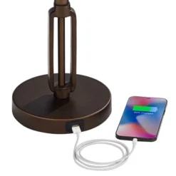 Franklin Iron Works Samuel Industrial Desk Lamp 21 1/4" High Bronze Swing Arm With USB Charging Port Natural Mica Shade For Bedroom Living Room House -Adesso Lighting Deals Store GUEST 40e282d9 bd23 4921 8d6b 7d7d0f0109a8