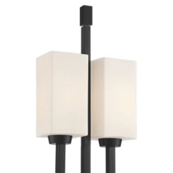 Franklin Iron Works Industrial Floor Lamp 64" Tall Matte Black 3-Light Rectangular Linen White Glass Shades For Living Room House -Adesso Lighting Deals Store GUEST 42e04a19 1728 4753 8e14 78725dd66c2a