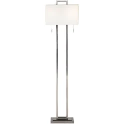 Possini Euro Design Modern Floor Lamp 62" Tall Brushed Nickel Openwork Rectangular Profile Off White Fabric Shade For Living Room Reading -Adesso Lighting Deals Store GUEST 44b8c0b5 0e1f 42be 886a 573dd5aac21a