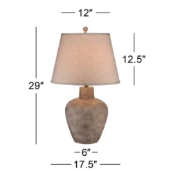 360 Lighting Bentley Rustic Farmhouse Table Lamp 29" Tall Brown Leaf Textured Hammered Pot Off White Empire Shade For Bedroom Living Room House Home -Adesso Lighting Deals Store GUEST 44ee5b2d fa65 497d 845f af451a670f7f