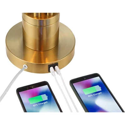 Possini Euro Design Possini Euro® Granview Desk Lamp With Glass Shade And Dual USB Ports 3 Possini Euro Design Possini Euro® Granview Desk Lamp With Glass Shade And Dual USB Ports - Image 3