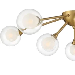 Possini Euro Design Spheres Modern Ceiling Light Flush Mount Fixture 28" Wide Warm Brass 9-Light LED Clear Globe Glass For Bedroom Kitchen Living Room -Adesso Lighting Deals Store GUEST 4772bc4d 2bc9 44cc bcf3 2272d462bd50