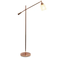 Swing Arm Floor Lamp With Glass Cylindrical Shade Rose Gold - Lalia Home