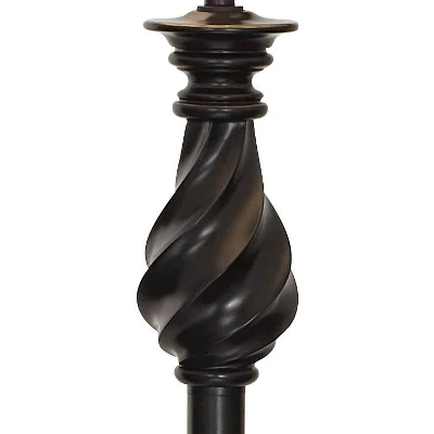 Regency Hill Traditional Swing Arm Floor Lamp 58" Tall Painted Black Bronze Swirl Font Faux Silk Beige Shade For Living Room Reading Office 3 Regency Hill Traditional Swing Arm Floor Lamp 58" Tall Painted Black Bronze Swirl Font Faux Silk Beige Shade For Living Room Reading Office - Image 3