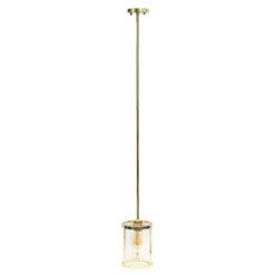 1-Light 9.25" Modern Farmhouse Adjustable Hanging Cylindrical Clear Glass Pendant Fixture With Metal Accent - Lalia Home -Adesso Lighting Deals Store GUEST 49d75483 3d5a 442c 9cd7 556f775c04ea