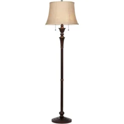 Regency Hill Brooke Rustic Vintage Retro Floor Lamp Standing 60" Tall Rich Bronze Copper Burlap Bell Shade For Living Room Bedroom Office House Home -Adesso Lighting Deals Store GUEST 4a3c2f74 bcb2 4ceb 823c 3d105a45bf99