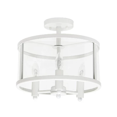 3-Light 13" Industrial Farmhouse Glass/Metallic Accented Semi-flushmount Ceiling Light - Lalia Home 15 3-Light 13" Industrial Farmhouse Glass/Metallic Accented Semi-flushmount Ceiling Light - Lalia Home - Image 15