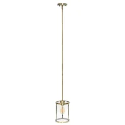 1-Light 9.25" Modern Farmhouse Adjustable Hanging Cylindrical Clear Glass Pendant Fixture With Metal Accent - Lalia Home -Adesso Lighting Deals Store GUEST 4d0d5a1a fe84 435a a2ee 9819a7a90b32