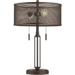Franklin Iron Works Dayn Industrial Accent Table Lamps Set Of 2 23" High Bronze Metal LED Mesh Shade For Bedroom Living Room Bedside Nightstand Office -Adesso Lighting Deals Store GUEST 4d5d066b c66e 4c43 911d 278ca7926ff1