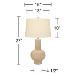 360 Lighting Sandstone Gourd 27" Tall Farmhouse Rustic Modern Coastal Table Lamp Brown Single Beige Shade Living Room Bedroom Bedside Nightstand House -Adesso Lighting Deals Store GUEST 4ea759d3 e9cb 431d a655 e49af78b4931