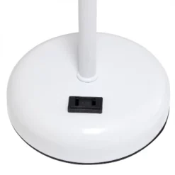 19.5" Bedside Power Outlet Base Metal Table Desk Lamp In White With Gray Fabric Shade - Creekwood Home -Adesso Lighting Deals Store GUEST 4fc05de6 dee0 41de a878 1eb4f661a37a