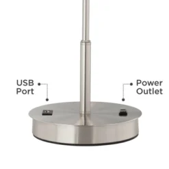 360 Lighting Nikola Modern Accent Table Lamps 23 3/4" High Set Of 2 Silver With USB And AC Power Outlet In Base White Drum Shade For Bedroom Home Desk -Adesso Lighting Deals Store GUEST 50797682 793f 49bf a033 7b91b524b77b