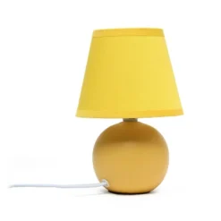 8.66" Petite Ceramic Orb Base Bedside Table Desk Lamp With Matching Tapered Drum Fabric Shade Yellow - Creekwood Home -Adesso Lighting Deals Store GUEST 50a4ebfd a3c5 49a6 95ce 8ff068c9d68b