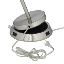 360 Lighting Modern Table Lamp With Dimmable USB And AC Power Outlet Workstation Base 24.5" High Brushed Nickel Droplet White Shade Bedroom Desk -Adesso Lighting Deals Store GUEST 523434d5 7226 40c4 a87c e684a313717b