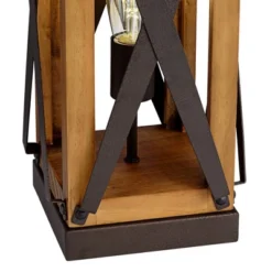 Franklin Iron Works Gaines Rustic Farmhouse Table Lamp 28 1/2" Tall Bronze Wood With LED Nightlight Off White Burlap Drum Shade For Bedroom House Home -Adesso Lighting Deals Store GUEST 52685c5d a7ae 4954 a270 6dd340357cdb