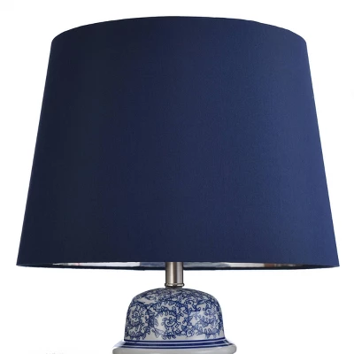 Blue Ivy Swirl Table Lamp With Blue Hardback Fabric Shade - StyleCraft 3 Blue Ivy Swirl Table Lamp With Blue Hardback Fabric Shade - StyleCraft - Image 3