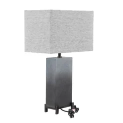 Polystone Table Lamp With Square Shade Gray - Olivia & May -Adesso Lighting Deals Store GUEST 55392df3 7a97 40d6 a25a 66bb37bce6d8