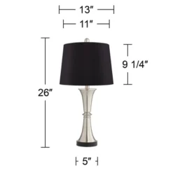 360 Lighting Seymore Modern Table Lamps 26" High Set Of 2 Silver With USB Charging Port LED Touch On Off Black Faux Silk Drum Shade For Bedroom Desk 11 360 Lighting Seymore Modern Table Lamps 26" High Set Of 2 Silver With USB Charging Port LED Touch On Off Black Faux Silk Drum Shade For Bedroom Desk -Adesso Lighting Deals Store GUEST 55412ef0 d3d6 4b5d 8249 88398273a629