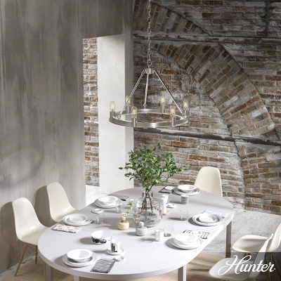 6-Light Saddlewood Chandelier Brushed Nickel - Hunter Fan 1 6-Light Saddlewood Chandelier Brushed Nickel - Hunter Fan