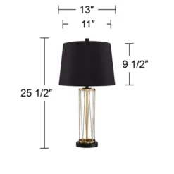 360 Lighting Nathan Modern Table Lamps 25 1/2" High Set Of 2 Gold Metal With USB Charging Ports Black Drum Shade For Bedroom Living Room Home Desk -Adesso Lighting Deals Store GUEST 59752d0d bf32 4826 a355 86c1db367ead