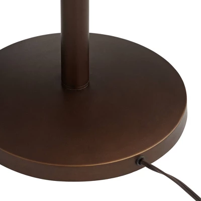 Franklin Iron Works Industrial Rustic Farmhouse Floor Lamp With USB Port 61" Tall Oil Rubbed Bronze Downbridge LED Seeded Glass Shade For Living Room 4 Franklin Iron Works Industrial Rustic Farmhouse Floor Lamp With USB Port 61" Tall Oil Rubbed Bronze Downbridge LED Seeded Glass Shade For Living Room - Image 4