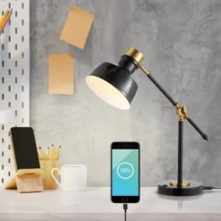18.5" Allegra Farmhouse Adjustable Cantilever Task Lamp With USB Charging Port (Includes LED Light Bulb) - JONATHAN Y -Adesso Lighting Deals Store GUEST 5a5cd10c 5895 451d abba 50731303b43d