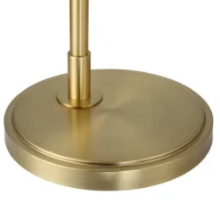 Possini Euro Design Modern Arc Floor Lamp Standing 62 1/2" Tall Warm Gold Offset Arm White Linen Drum Shade For Living Room Reading Family Bedroom -Adesso Lighting Deals Store GUEST 5a927ca2 2552 4b3b 8acc 2dcb5a88678b