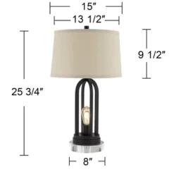 360 Lighting Marcel Industrial Table Lamps Set Of 2 With Round Risers 24 1/4" High Black LED Nightlight USB Port Natural Shade For Living Room Desk 13 360 Lighting Marcel Industrial Table Lamps Set Of 2 With Round Risers 24 1/4" High Black LED Nightlight USB Port Natural Shade For Living Room Desk -Adesso Lighting Deals Store GUEST 5b3d7b39 5f05 45b5 b671 1935b16b1722