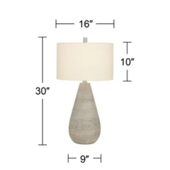 360 Lighting Julio Modern Table Lamp 30" Tall Natural Gray Ceramic Oatmeal Drum Shade For Bedroom Living Room Bedside Nightstand Office Kids House -Adesso Lighting Deals Store GUEST 5bf60fcf 1b75 4f0d ad0a 209b050248bb