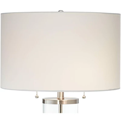 Possini Euro Design Fritz Modern Table Lamp 26 1/2" High Silver Clear Glass Column With USB And AC Power Outlet In Base Drum Shade For Bedroom Desk 6 Possini Euro Design Fritz Modern Table Lamp 26 1/2" High Silver Clear Glass Column With USB And AC Power Outlet In Base Drum Shade For Bedroom Desk - Image 6