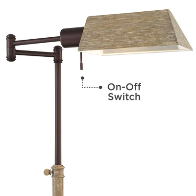 Regency Hill Rustic Farmhouse Pharmacy Floor Lamp With USB Charging Port 54" Tall Bronze Faux Wood Adjustable Swing Arm For Living Room Reading Office 3 Regency Hill Rustic Farmhouse Pharmacy Floor Lamp With USB Charging Port 54" Tall Bronze Faux Wood Adjustable Swing Arm For Living Room Reading Office - Image 3
