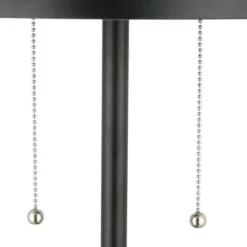 21" Metal Dome Shaped Table Lamp With Pull Chains (Includes LED Light Bulb) Black - Cresswell Lighting