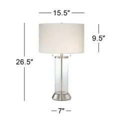 Possini Euro Design Fritz Modern Table Lamp 26 1/2" High Silver Clear Glass Column With USB And AC Power Outlet In Base Drum Shade For Bedroom Desk 15 Possini Euro Design Fritz Modern Table Lamp 26 1/2" High Silver Clear Glass Column With USB And AC Power Outlet In Base Drum Shade For Bedroom Desk -Adesso Lighting Deals Store GUEST 6119309c 0f87 4af7 ae8c 63aeb091be4f