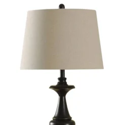 Natural Linen Floor Lamp Bronze Finish - StyleCraft