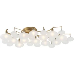 Possini Euro Design Lilypad Modern Ceiling Light Semi Flush Mount Fixture 30 1/4" Wide Warm Brass 12-Light Frosted Glass Shade For Bedroom Living Room -Adesso Lighting Deals Store GUEST 6290ad1c 7303 4beb b78c 9260da63b240