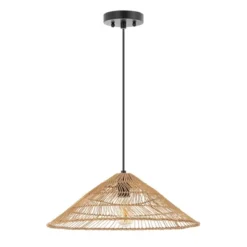 20.25" 1-Light Nova Farmhouse Coastal Rattan LED Pendant Brown - JONATHAN Y -Adesso Lighting Deals Store GUEST 66ee65e0 9af0 4aaa 8d45 755cf262c5e7