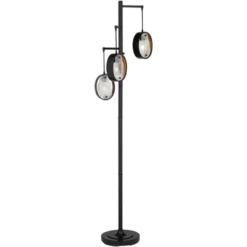 Uttermost Modern Industrial Floor Lamp 73 1/2" Tall Matte Black 3-Light Marbleized Glass Drop Shade For Living Room Reading Family Bedroom Office Home -Adesso Lighting Deals Store GUEST 6b0f5c8c 5271 4f9f aaf0 cc8d04796fa0