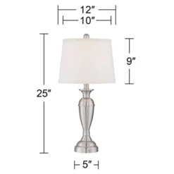 Regency Hill Blair Traditional Table Lamps 25" High Set Of 2 Brushed Nickel White Drum Shade For Bedroom Living Room Bedside Nightstand Office Family -Adesso Lighting Deals Store GUEST 6b4c9aea c383 4a09 a3d8 539a71853298