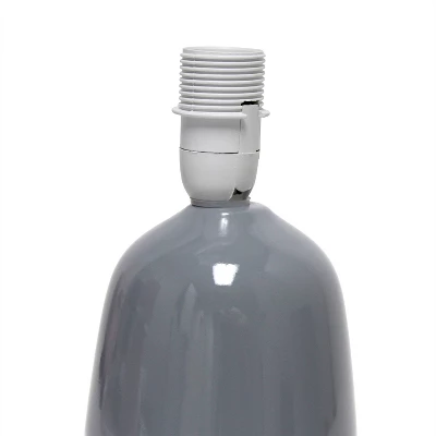 10.04" Traditional Ceramic Thimble Base Bedside Table Desk Lamp With Matching Fabric Shade Gray - Simple Designs 3 10.04" Traditional Ceramic Thimble Base Bedside Table Desk Lamp With Matching Fabric Shade Gray - Simple Designs - Image 3