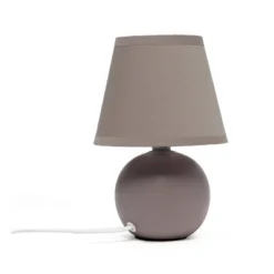 8.66" Petite Ceramic Orb Base Bedside Table Desk Lamp With Matching Tapered Drum Fabric Shade Gray - Creekwood Home -Adesso Lighting Deals Store GUEST 6f0ab48c 1ddd 406e 955b d31ae672c5f2