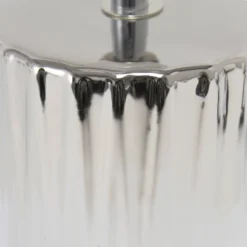 11.61" Tall Ruffled Capsule Bedside Table Desk Lamp With White Drum Fabric Shade Silver - Simple Designs -Adesso Lighting Deals Store GUEST 7003f4e2 b843 40a0 be85 cffa97354ce5