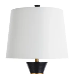 Logan Pear Shaped Sleek Table Lamp With Fabric Shade Black/White - StyleCraft