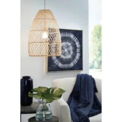 Calett Rattan Pendant Beige - Signature Design By Ashley