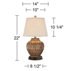 360 Lighting Accent Table Lamp With USB And AC Power Outlet Workstation Charging Base 22" High Warm Bronze Drum Shade Living Room Desk -Adesso Lighting Deals Store GUEST 712f942a f32c 449b a263 981ffcb1cc43