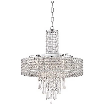 Vienna Full Spectrum Crystal Cascade Chrome Chandelier 19 1/2" Wide Modern 9-Light LED Fixture For Dining Room House Kitchen Island Entryway Bedroom 3 Vienna Full Spectrum Crystal Cascade Chrome Chandelier 19 1/2" Wide Modern 9-Light LED Fixture For Dining Room House Kitchen Island Entryway Bedroom - Image 3