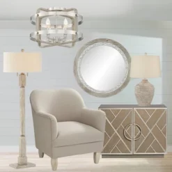 Barnes And Ivy Woodway Modern Farmhouse Ceiling Light Flush Mount Fixture 15 3/4" Wide Brushed Nickel Wood Grain 4-Light For Bedroom Living Room House -Adesso Lighting Deals Store GUEST 76d2cfbc fb3a 4591 acc3 96e5efdc9945