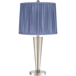 360 Lighting Geoff Modern Table Lamps Set Of 2 26" High Brushed Nickel With USB Charging Port Blue Shirred Shade For Bedroom Living Room House Desk -Adesso Lighting Deals Store GUEST 7a660058 4126 466f 988a 4cd7cd8064e9