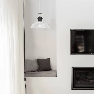 Sutton 1-Light Matte Black Plug-In Or Hardwire Pendant Light With Clear Glass Shade - Globe Electric 3 Sutton 1-Light Matte Black Plug-In Or Hardwire Pendant Light With Clear Glass Shade - Globe Electric - Image 3