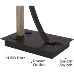 Franklin Iron Works Gentry Industrial Desk Lamp 22" High Oil Rubbed Bronze Faux Wood Cage With USB And AC Power Outlet In Base Oatmeal Shade For Desk -Adesso Lighting Deals Store GUEST 7c26c10f 43f5 4286 91c1 5e32e5ce519e