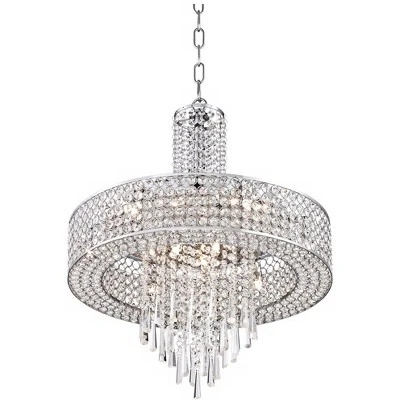 Vienna Full Spectrum Crystal Cascade Chrome Chandelier 19 1/2" Wide Modern 9-Light LED Fixture For Dining Room House Kitchen Island Entryway Bedroom 4 Vienna Full Spectrum Crystal Cascade Chrome Chandelier 19 1/2" Wide Modern 9-Light LED Fixture For Dining Room House Kitchen Island Entryway Bedroom - Image 4